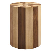 Modway Twirl Two-Toned Wood Veneer Side Table - Oak Walnut-Two-Tone Round Side Table
