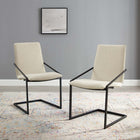 Modway Pitch Upholstered Fabric Dining Armchair - Black/Beige - 2 Pack-Matte Black Stainless Steel