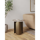 Manhattan Comfort Monica 19.68" Modern Glam End Table - Gold-Beautiful Sintered Stone Table Top