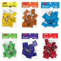 JAM Paper Colourful Binder Clips Assortment - Large - 1 1/2" (41 mm) - Rainbow Assortment - 72 Pack-Colour: Assorted Rainbow Colours (Red, Yellow, Orange, Green, Blue, Purple) | Made of tempered steel for an extra strong hold