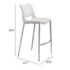 Zuo Ace Barstool - White/Silver - Set of 2-6