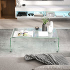 HOMCOM Glass Coffee Table with Safe Rounded Edges for Living Room - Clear-Colour: Clear