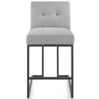 Modway Privy Black Stainless Steel Upholstered Fabric Counter Stool - Black Light Gray-No Assembly Required