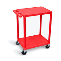 Luxor Polyethylene 2-Shelf Flat Cart - Red-Multipurpose utility cart
