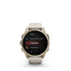 Garmin fēnix 8 - AMOLED Outdoor Recreation/Adventure Watches - 43 mm - Sapphire, Soft Gold with Fog Gray/Dark Sandstone Silicone Band-Power up your body’s performance, endurance and resistance to injury with targeted strength training plans, real-time stamina tracking, sport-specific workouts and a full range of built-in sports apps