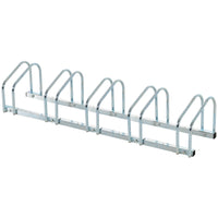 HOMCOM 5-Bike Bicycle Floor Parking Rack for Indoor and Outdoor Use - Silver-Made from heavy duty steel for long term durability