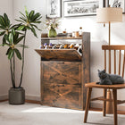 HOMCOM Narrow Shoe Cabinet in Farmhouse Style - Rustic Brown-Narrow design fits well in small entryways for space-saving