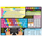 Ashley Productions Smart Poly Learning Mat - 12" x 17" - Double-Sided - Keyboard Basics - Internet Safety - 6 Pack-Water Resistant