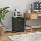 Vinsetto Mobile 2-Drawer Letter/A4 Filing Cabinet with Wheels - Black-Large storage capacity with two drawers for files, notebooks, magazines, and other office supplies 
