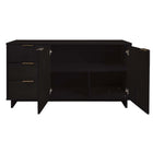 Manhattan Comfort Granville 55.04" Modern Sideboard - Black-Featuring 25mm of Board Thickness Made of High Quality Solid Wood and Solid Wood Ribbed Drawer Front