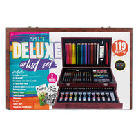 Art 101 Deluxe Art Set in a Wood Organizer Case - 119 Piece Set-This all-in-one wood-case includes everything you need to inspire artistic greatness
