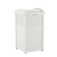 Suncast Wicker Trash Hideaway - White-30 gallon capacity.