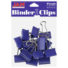 JAM Paper Colourful Binder Clips - Medium - 1 1/4" - Purple - 15 Pack-Colour: Purple | Made of tempered steel for an extra strong hold