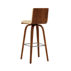 Armen Living Vienna 30" Bar Height Swivel Bar Stool in Walnut Wood Finish with Cream Faux Leather-6