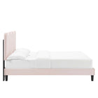 Modway Current Performance Velvet Queen Platform Bed with Black Wood Legs - Pink-Bed Frame Weight Capacity: 800 lb