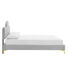 Modway Sunny Performance Velvet Full Bed - Light Grey-Bed Frame Weight Capacity: 800 lb