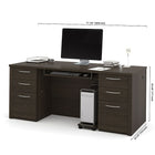 BESTAR Embassy 71" Executive Desk Kit, Dark Chocolate (60890-79)-The desk is made of a durable 1" commercial grade work surface with melamine finish that resist scratches, stains and wear. It features an impact resistant thick PVC edge, a full modesty panel and classic moldings.