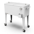 Permasteel 80 qt Retro Rolling Patio Cooler with Divider - White-Spacious 80 quart capacity provides generous storage for up to 110 12oz cans, plus ice