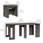 HOMCOM 23.6"-70.9" Rectangular Extendable Dining Table for 6-8 - Grey-These panels can be placed under the table when not in use