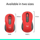 Logitech Signature M650L Wireless Mouse - Red-Click noise reduced by over 90 percent compared to Logitech M185. Left click and typing dBA level measured by an independent lab at 1 meter.