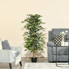 HOMCOM 5' Artificial Ficus Tree for Indoor Decoration - Green-Suitable for home, office, or outside use, spices up any space with its natural accent 
