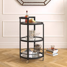 Hudson&Canal Hause 21"W Round Bar Cart - Blackened Bronze-Features easy assembly