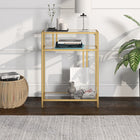 Hudson&Canal Cortland 22"W Console Table with Glass Shelves - Brass-Features easy assembly