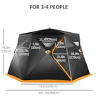 Outsunny 4 Person Ice Fishing Shelter - Pop-Up Ice Fishing Tent - Black-Easy to carry in portable bag with straps for backpack or shoulder carrying
