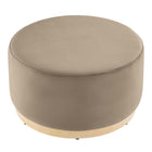 Modway Tilden Large 29" Round Performance Velvet Upholstered Ottoman - Taupe/Natural-Non-Marking Foot Glides