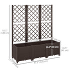 Outsunny Raised Garden Bed with Trellis - Brown-Drainage holes and plugs prevent overwatering, ensuring healthier plants
