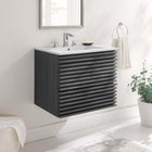 Modway Render 24" Wall-Mount Bathroom Vanity - Charcoal/White-Walnut Grain Vanity