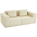 HOMCOM Corduroy 3 Seater Boneless Sofa Couch with 2 Pillows - Beige-Thick high-density high-resilience foam padding with all foam construction design, plus two pillows provide supportive comfort