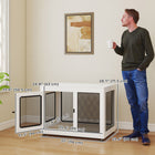 PawHut 37" L Pet Crate End Table with Water-Resistant Cushion and Double-Door - White-Two doors make it easy to enter and exit 