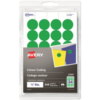 Avery Removable Colour-Coding Labels - Green - 3/4" Diameter - 240 Pack-Colourful sticky labels to easily identify items