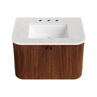 Modway Zia 30" Wall-Mount Bathroom Vanity with Marble Sink - Walnut-Fixtures Not Included