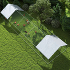 PawHut Galvanized Large Chicken Coop Cage Walk-in Enclosure - 9.8' x 32.8' x 6.4' - Silver-Included cover provides shade during sunny days 