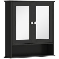 Kleankin Wall Mount Medicine Cabinet with Mirror - Black-Elegant design, great for kitchen, bathroom and more