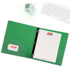 JAM Paper Plastic 1.5" 3-Ring Binder - Green-This document holder is a staple for all of your projects, assignments, memos, school work, and any other important documents that need to be kept safe.