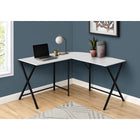 Monarch Specialties 7195 Computer Desk - 55"L/White Top/Black Metal Corner-Space-saving corner design to create a functional workspace and spread out your work on the easy to clean top, whether it is for studying, writing, or working on your laptop.