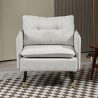 HOMCOM Modern Accent Chair with Wide Lounge Seat - Steel Legs - Button Tufted for Bedroom - Cream White-Adjustable foot pads keep it stable and balanced on uneven floor
