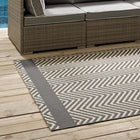 Modway Optica Chevron With End Borders Indoor/Outdoor Area Rug - 5 ft W x 8 ft L - Grey/Beige-Gripping Rubber Underside 