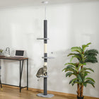 PawHut 88.5" - 100.5" Floor-To-Ceiling Cat Tree with Scratching Posts - Grey-Multi-level design meets the desire to climb and explore 