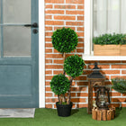 HOMCOM 3' Three Ball Boxwood Topiary for Indoor Outdoor - Green-Ball-shaped bushes introduce interesting greenery anywhere 