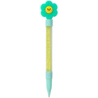 Merangue Flower Topper Pen with Beads-Clear barrel filled with colorful, sparkling crystal beads