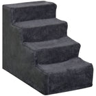 PawHut 4-Step Pet Stairs - Dark Grey-Help prevent pet injuries caused by jumping on furniture with our pet-friendly stairs 