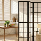 HOMCOM 6 Panel Freestanding Room Divider for Bedroom - Black-Material: Pine Wood, Nonwoven Fabric 
