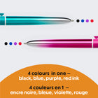 BIC  4-Color Smooth Gradient Barrels Ballpoint Pens - Retractable -1.0mm - Assorted - 2 Pack-Change colours without changing pens. The BIC 4-Color Smooth pen writes in the four classic ink colours: blue, black, red, and purple