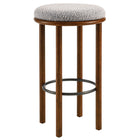 Modway Fable Boucle Fabric Bar Stools - Walnut Taupe - Set of 2-Metal Stretcher