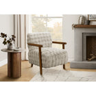 Monarch Specialties Upholstered 31"H Modern Accent Chair With Walnut Solid Wood Supports - Light Grey Faux Fur-Plush foam cushioning, a gently rounded back, and supportive arms create a comfortable place to relax, read, or enjoy conversation.