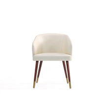 Manhattan Comfort Reeva 23.23" Modern Leatherette Upholstered Dining Chair - Walnut and Cream-Modern Dining Chair for Dining Room and Task Use